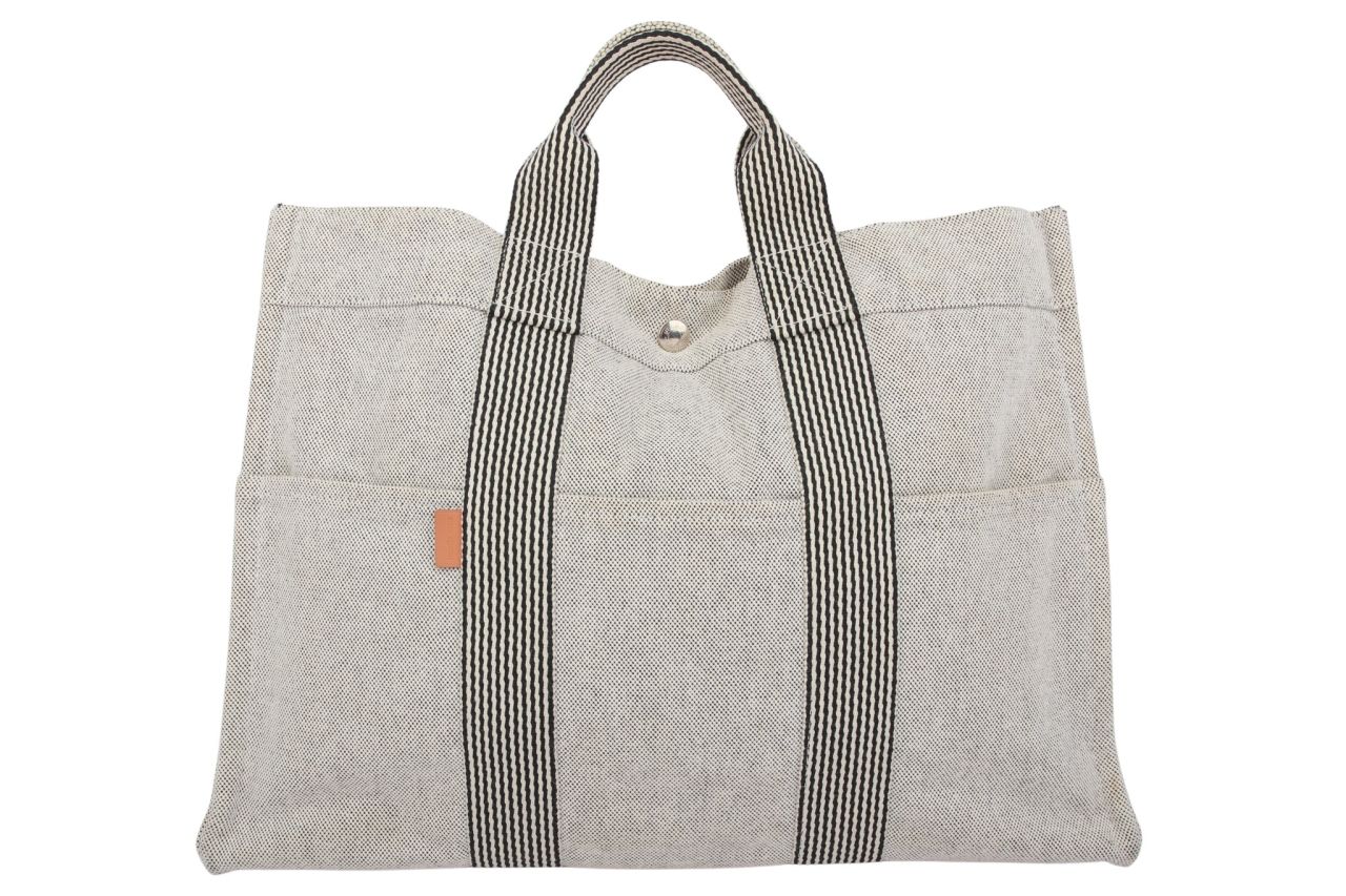 Hermès New Canvas Große Tote Bag Grau