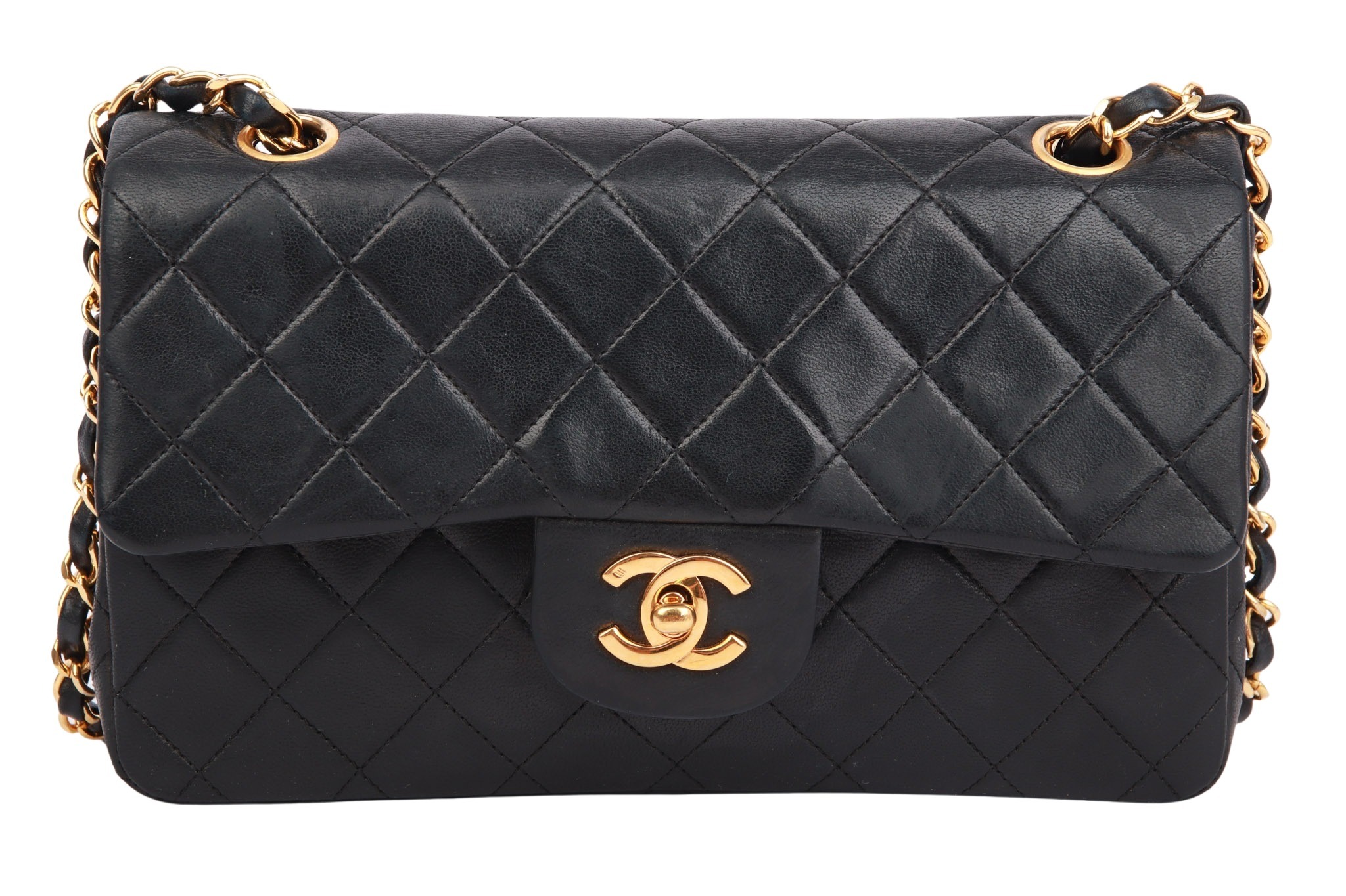 Chanel Double Flap Bag Small Leder Schwarz