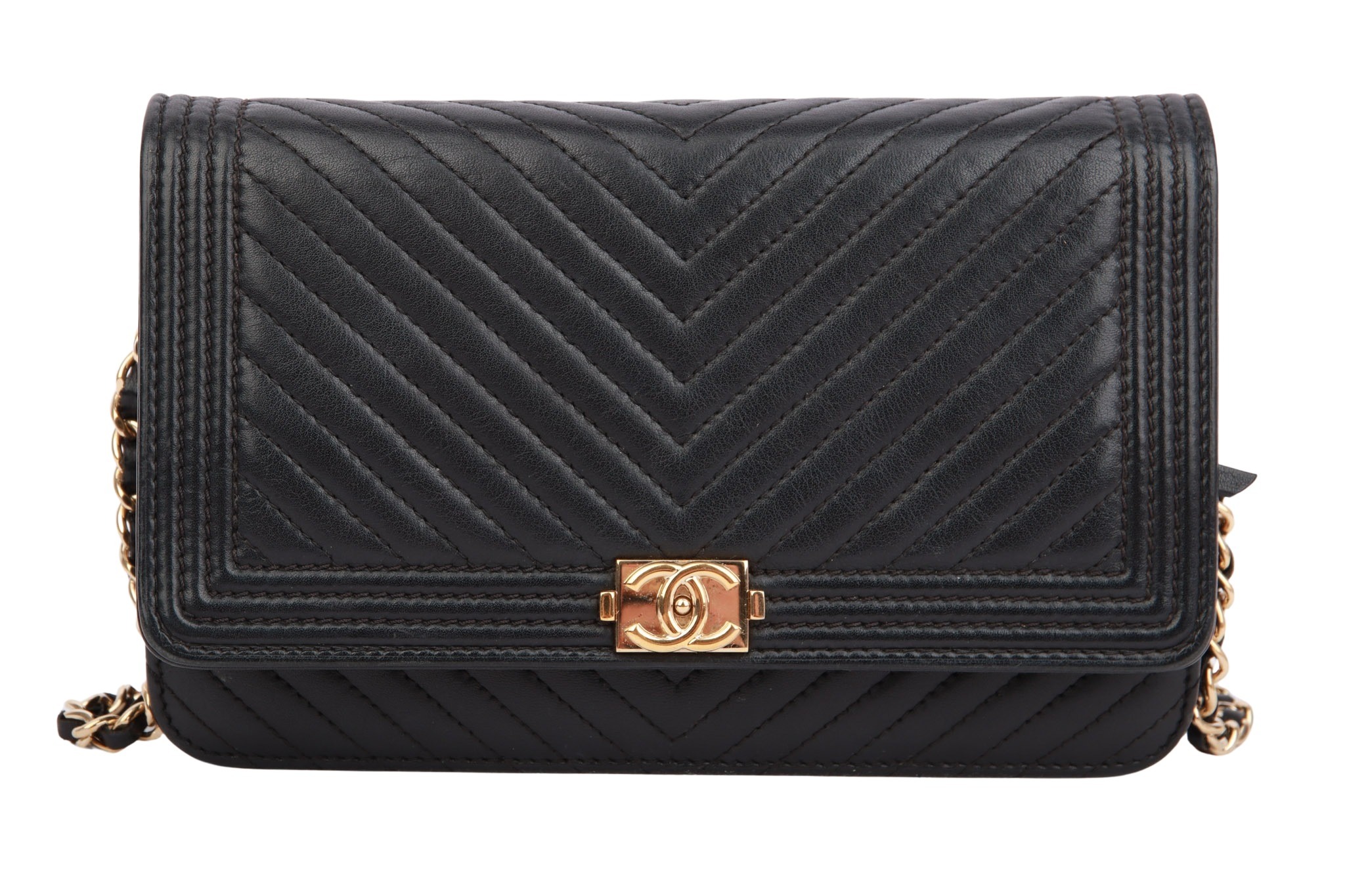 Chanel Boy Wallet on Chain Schwarz Leder