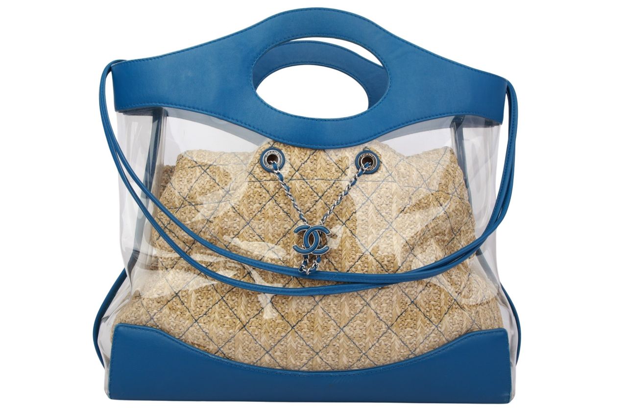 Chanel 31 Shopping Bag Large Raffia / Vinyl Blau