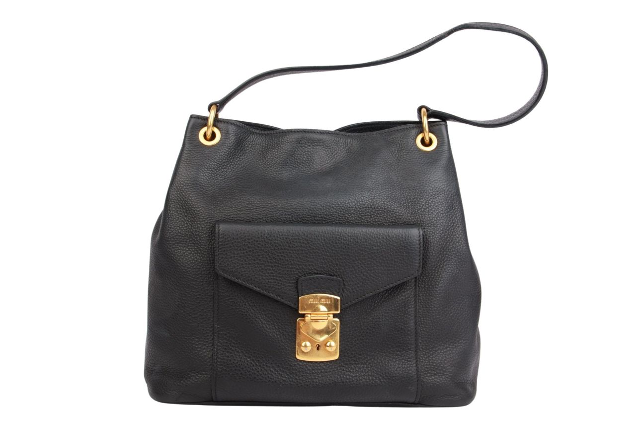Miu Miu Handtasche Leder Schwarz