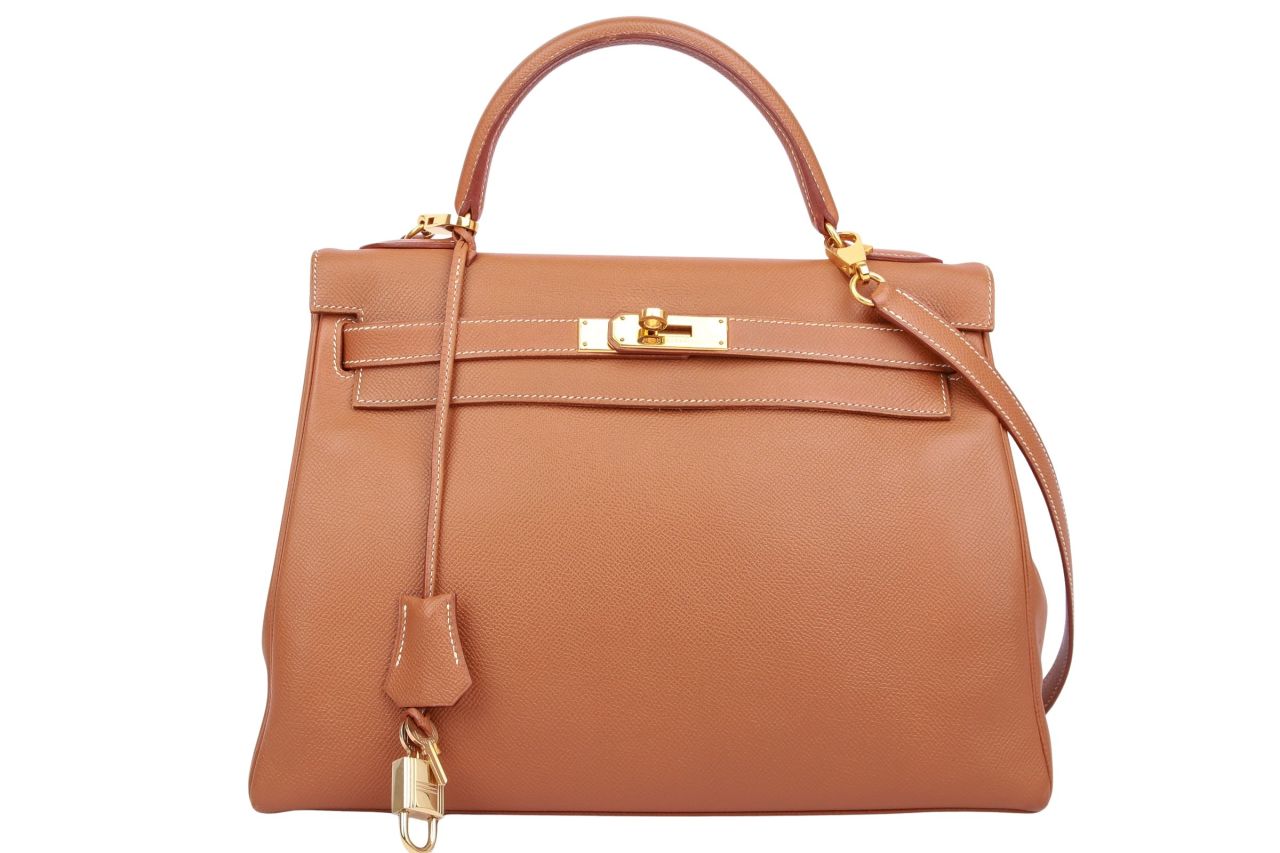 Hermès Kelly 32 Cognac Veau Grainè Courchevel