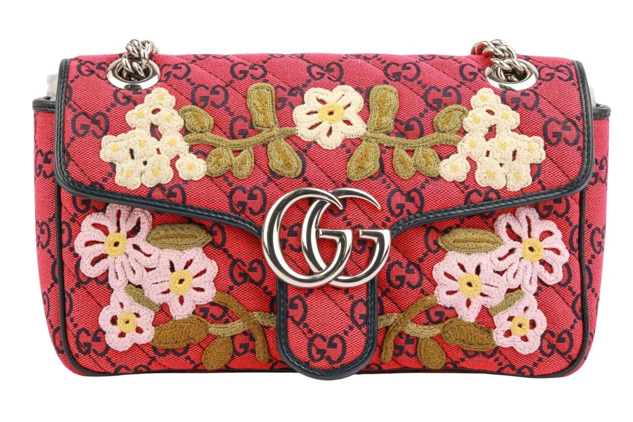 Gucci Marmont Flap Canvas Bestickt Limited Edition Rot