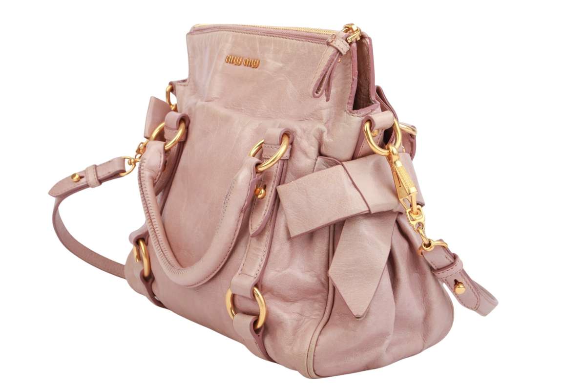 Miu Miu Vitello Lux Bow Bag Rosé | Luxussachen.com