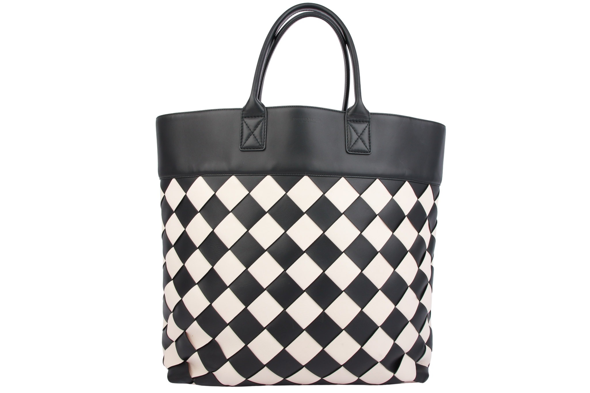 Bottega Veneta Maxi Tote Intrecciato Schwarz / Weiß