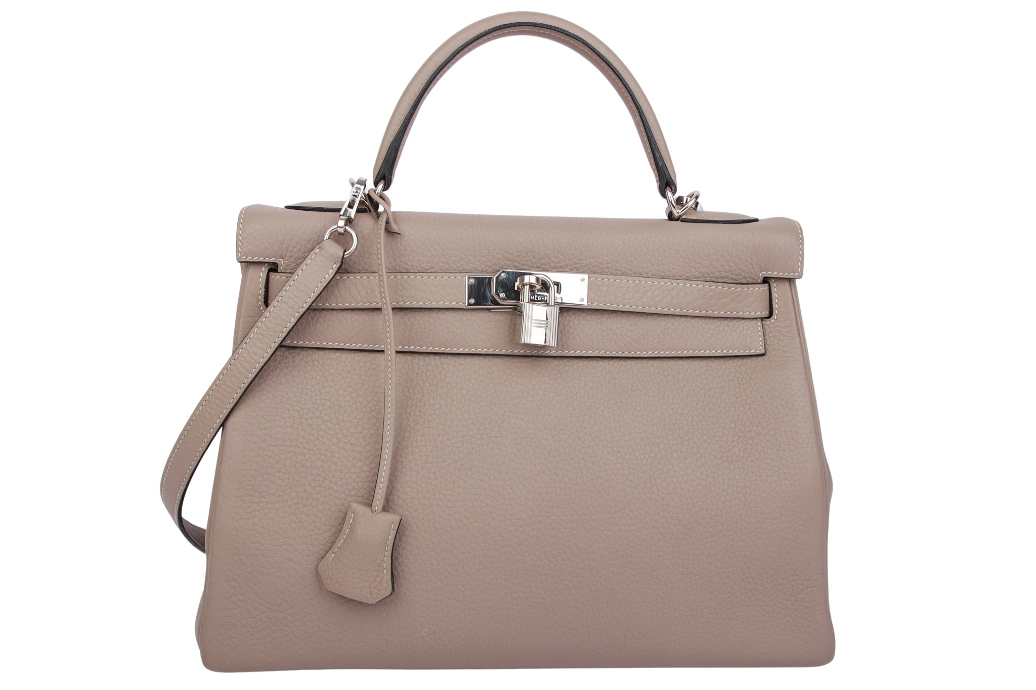 Hermès Kelly 32 Taurillon Clemence Gris Tourterelle