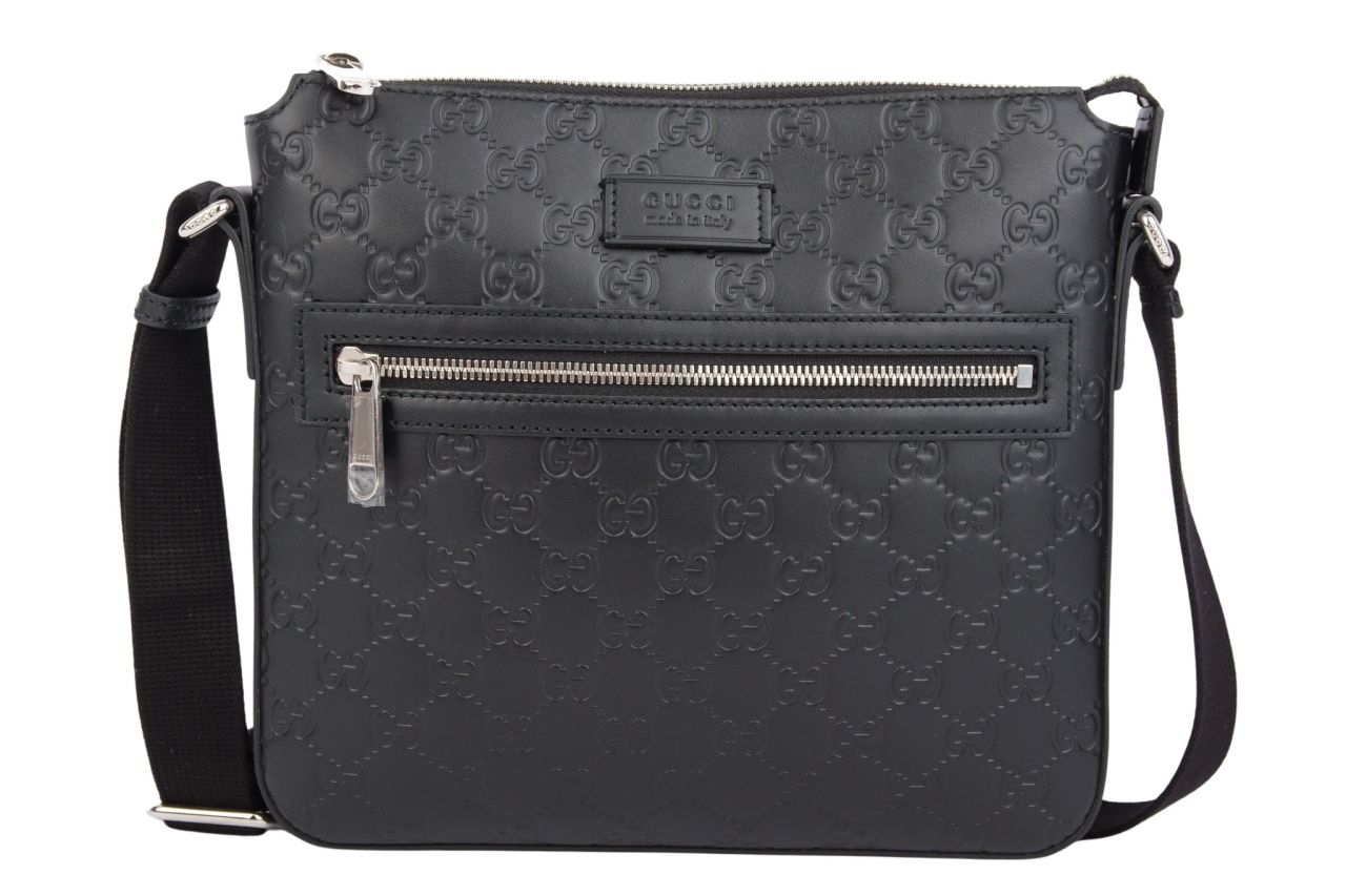 Gucci Messenger Crossbody Bag Guccissima Leder Schwarz