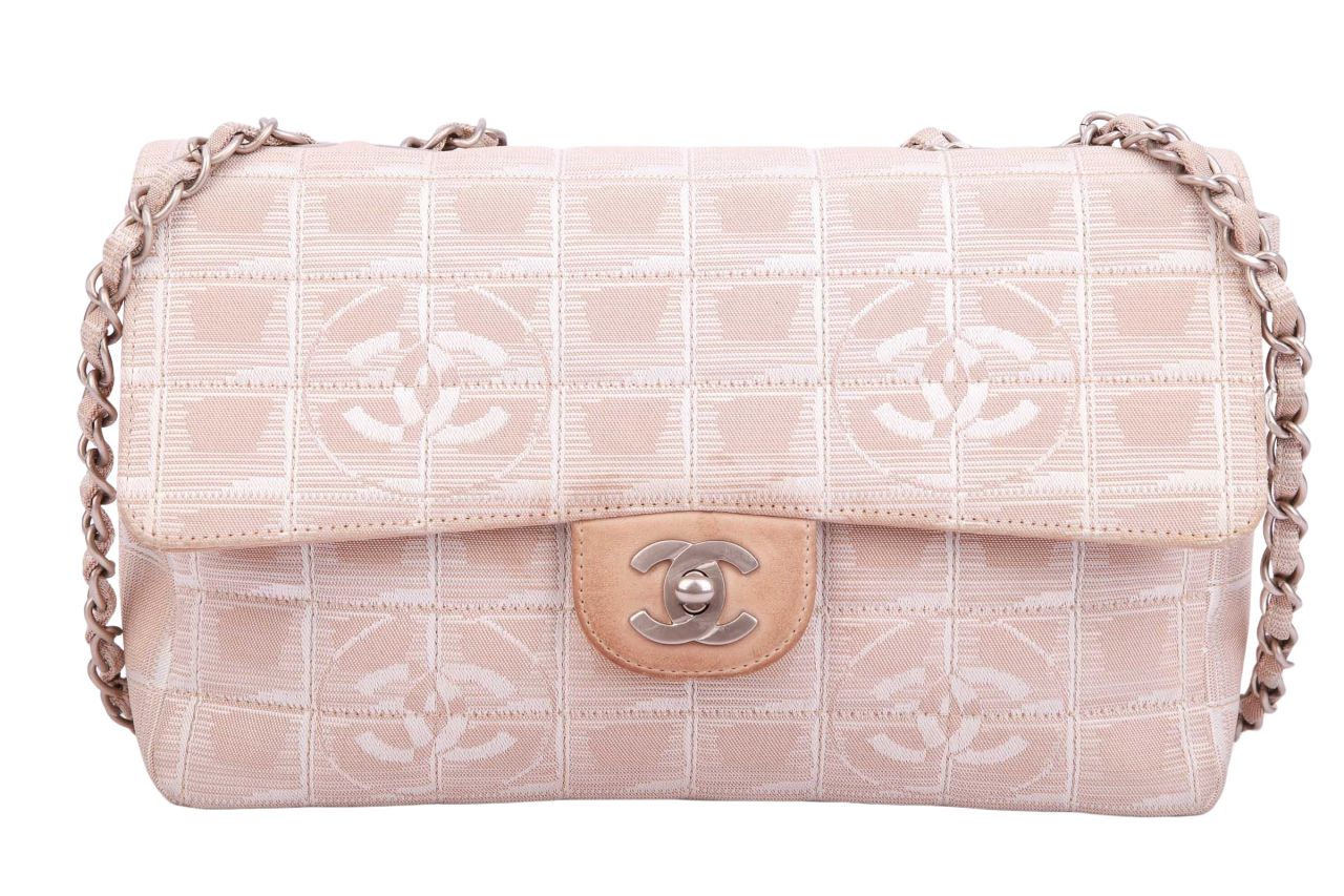 Chanel Single Flap New Travel Line Medium Jacquard Beige