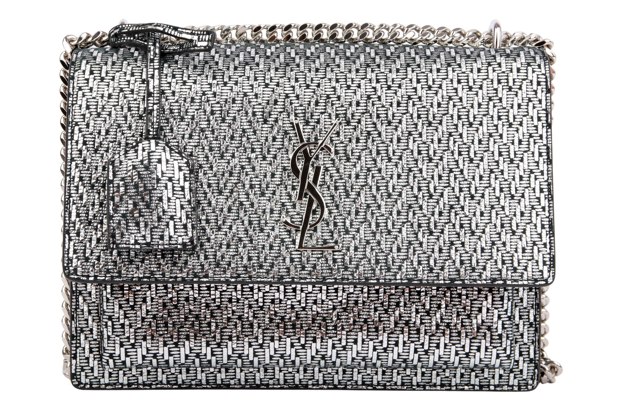 Saint Laurent Sunset Bag Medium Metallic Silber