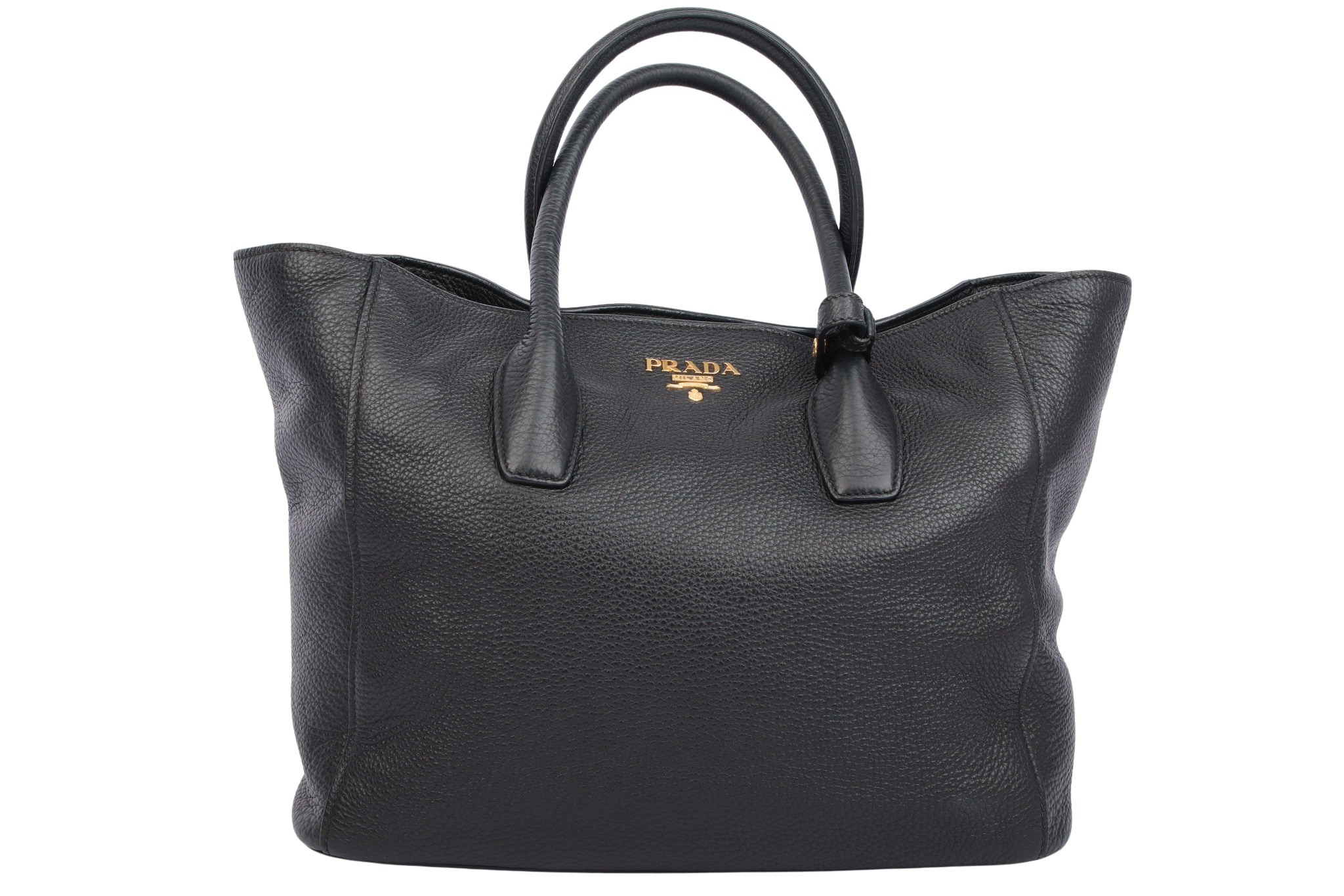 Prada Shopper Vitello Daino Leder Schwarz