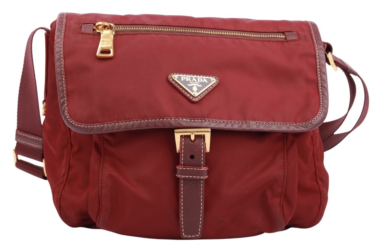 Prada Nylon Messenger Bag Bordeauxrot