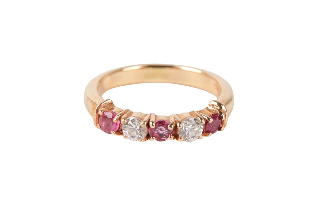 Vintage Ring Rosegold mit Rubin und Diamanten Gr. 46