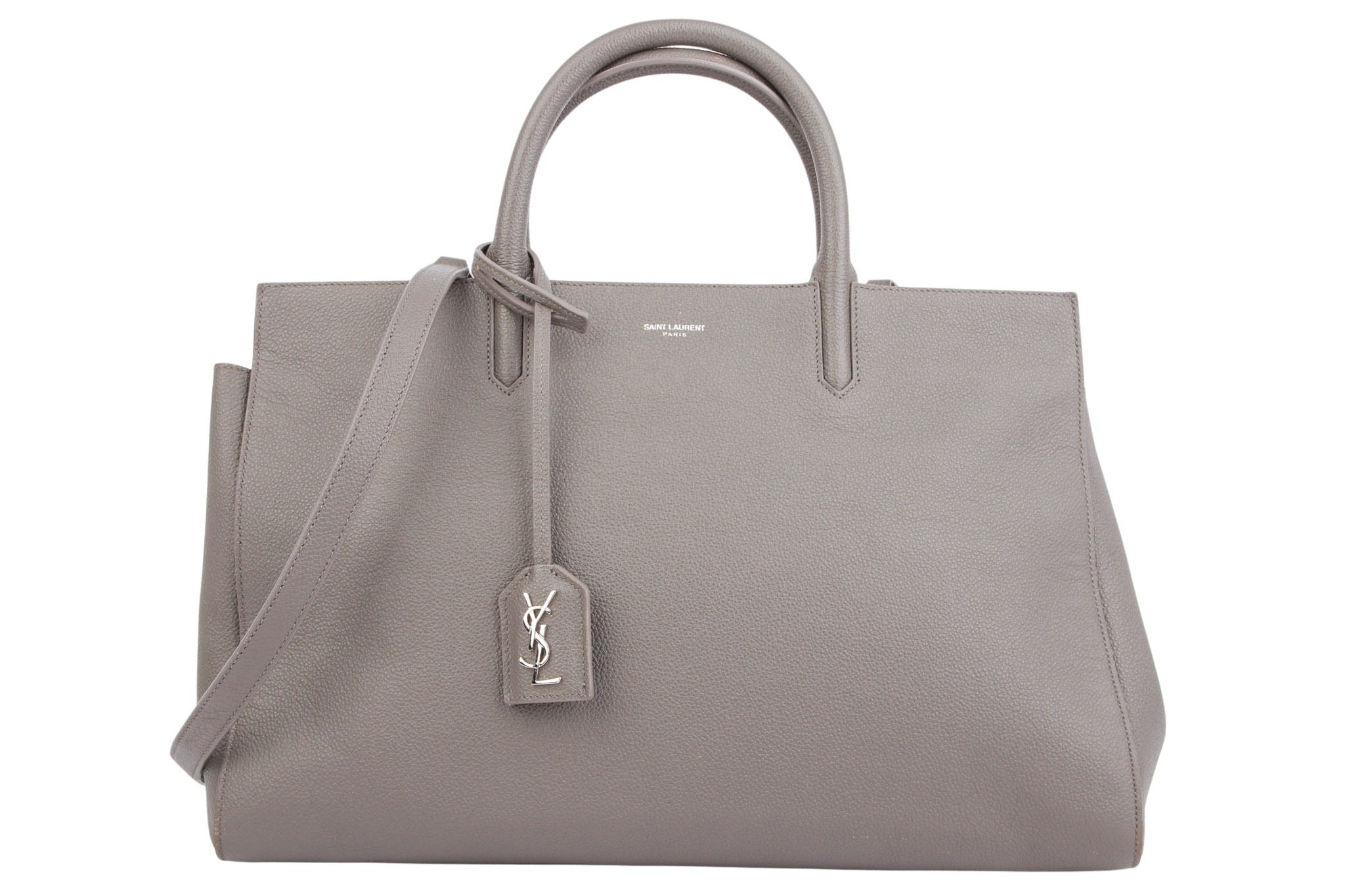 Saint Laurent Shopper Leder Grau
