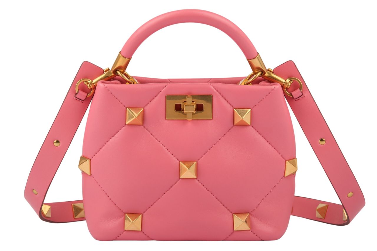 Valentino Roman Stud Handle Bag Flamingo Pink