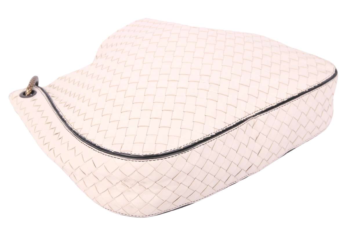 Bottega Veneta Loop Intrecciato Nappaleder Weiß | Luxussachen.com
