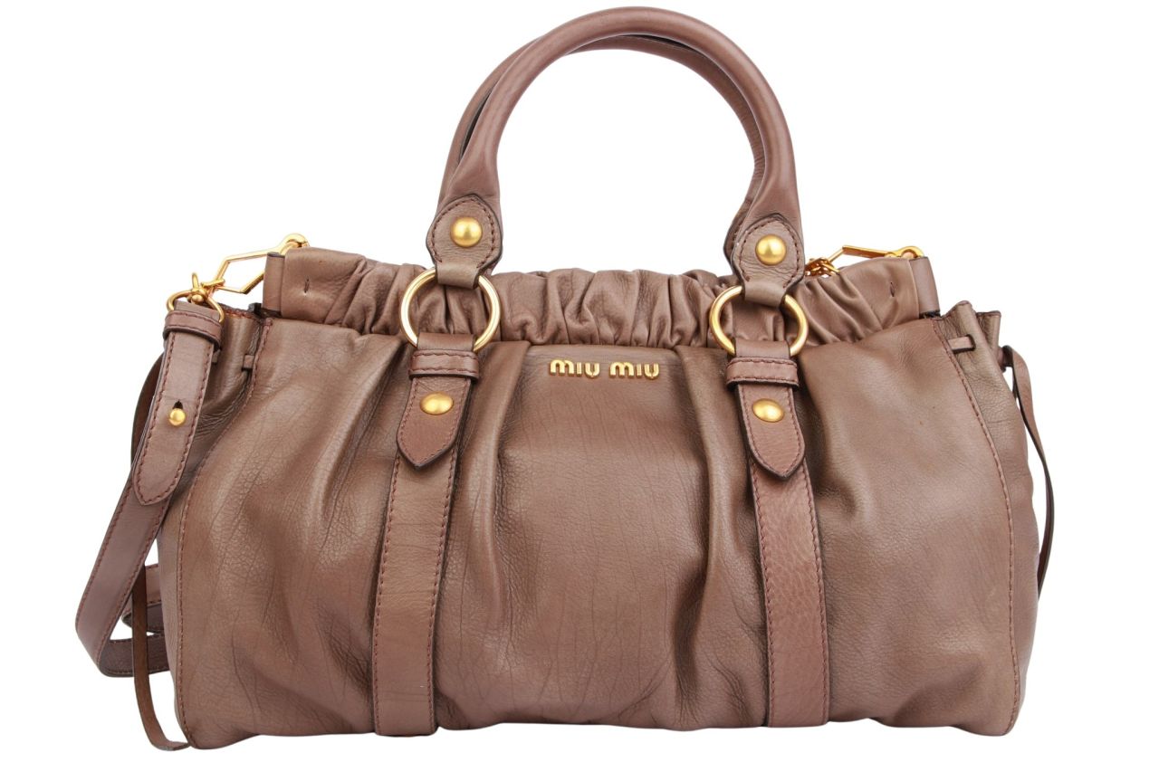 Miu Miu Handtasche Leder Taupe