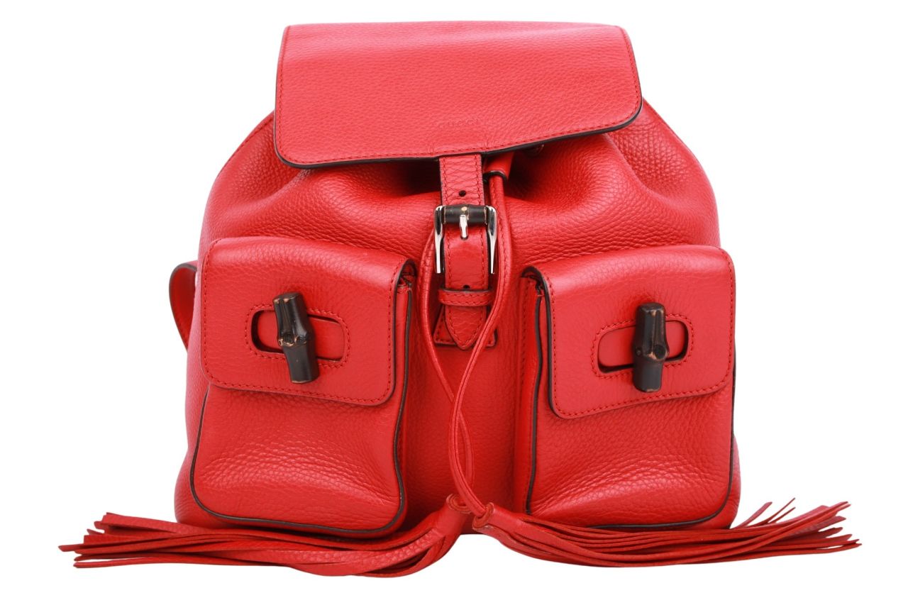Gucci Bamboo Backpack Leder Rot