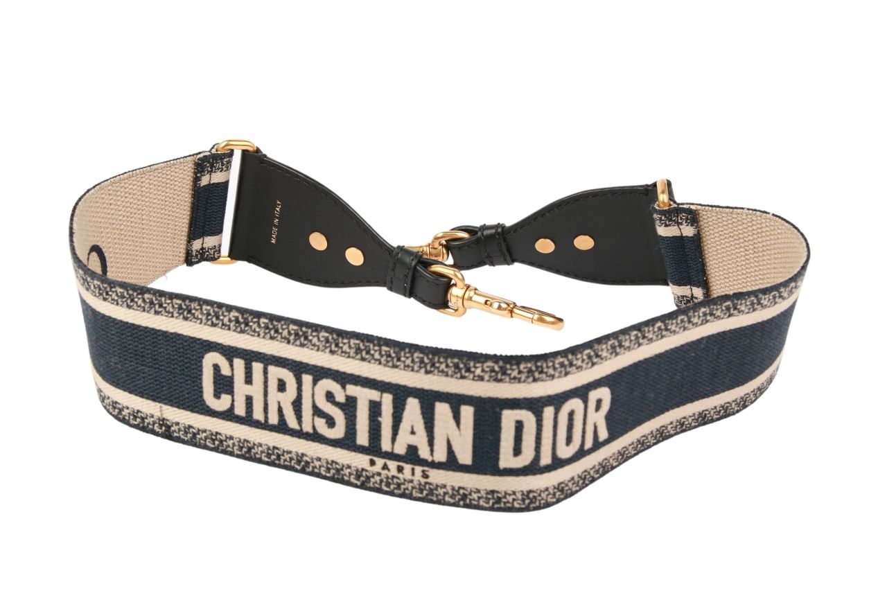 Dior Schulterriemen Christian Dior Paris Stickerei Navy Blau