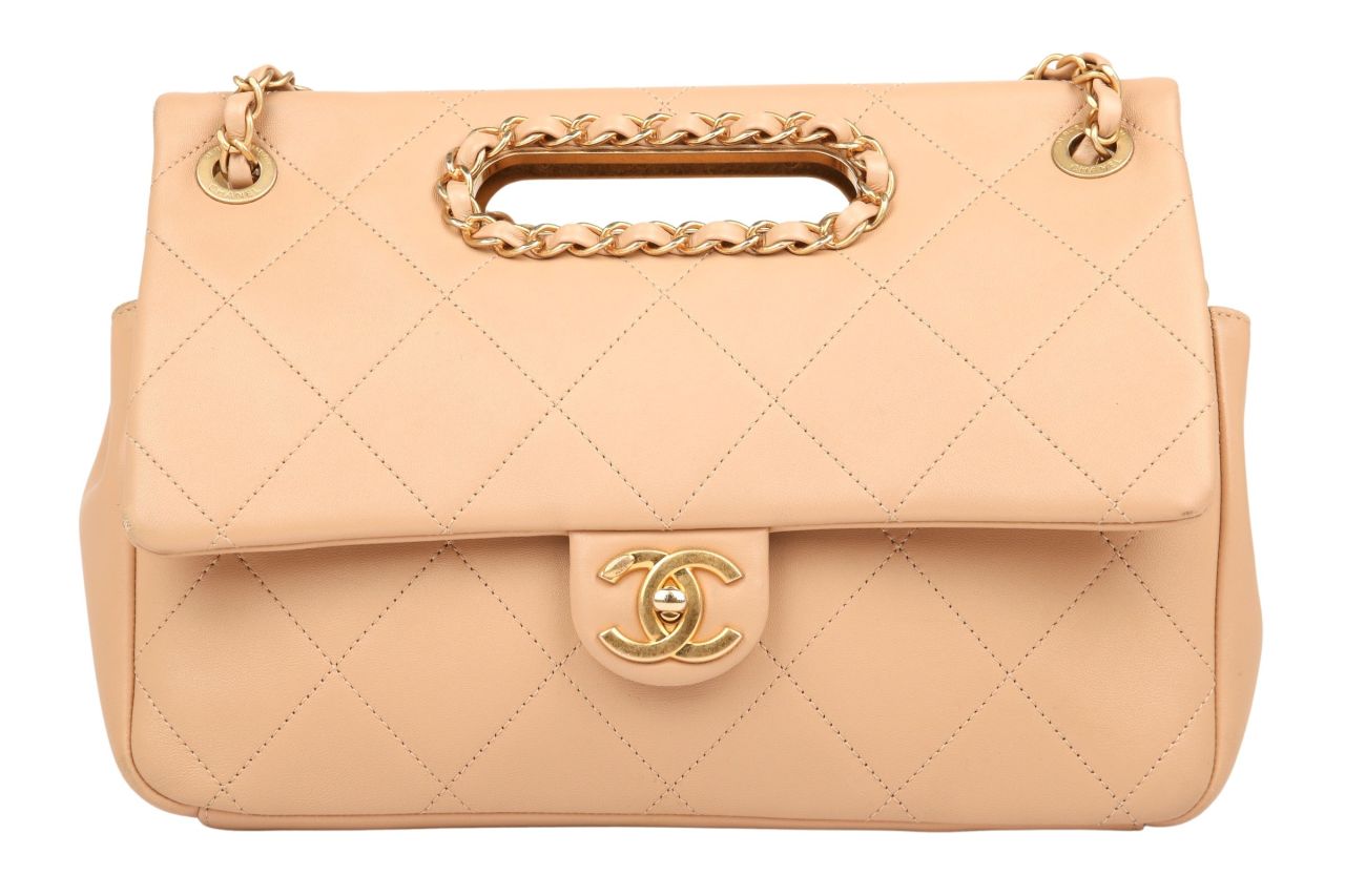 Chanel Stepptasche Leder Beige Gold
