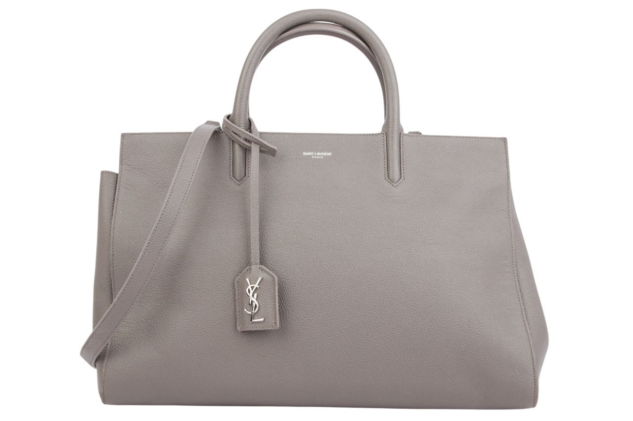Saint Laurent Shopper Leder Grau
