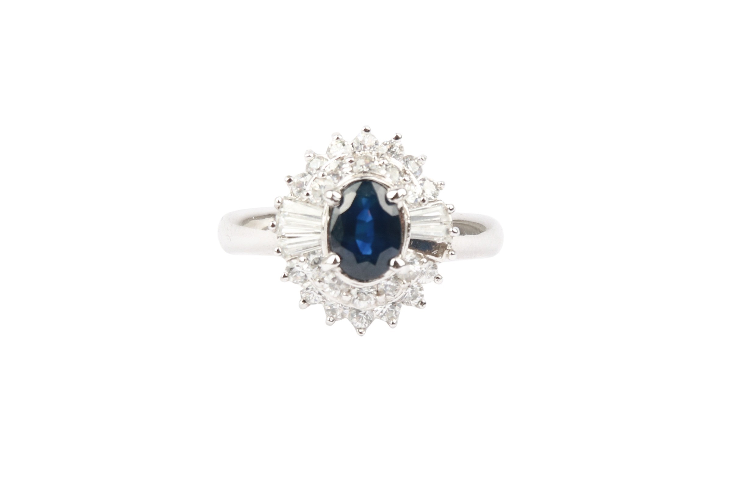 Vintage Ring 1ct Saphire Platin mit 0,2ct Diamanten Gr. 55 Vintage Ring 1ct Saphire Platin mit 0,2ct Diamanten Gr. 55