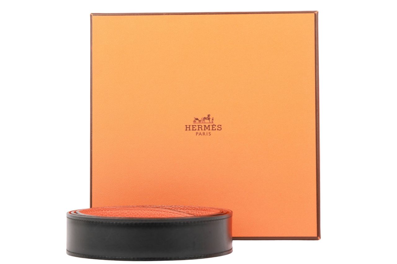 Hermès Gürtel Schwarz / Orange Gr. 105