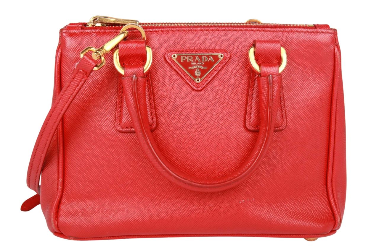 Prada Galleria Mini Bag Saffiano Leder Rot
