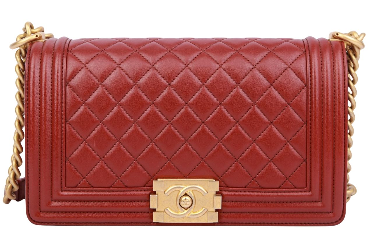 Chanel Boy Bag Old Medium Bordeaux