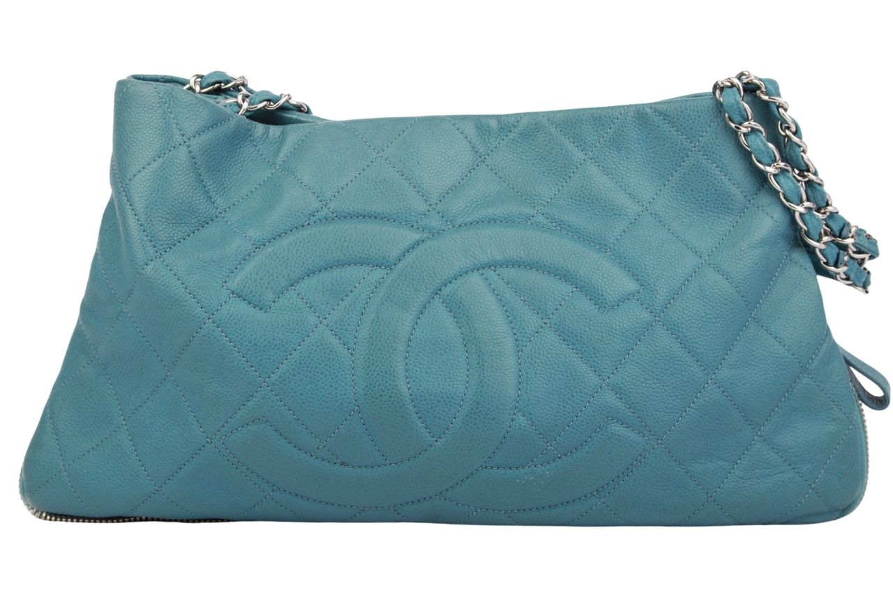 Chanel Cocoon Handtasche Leder Türkis