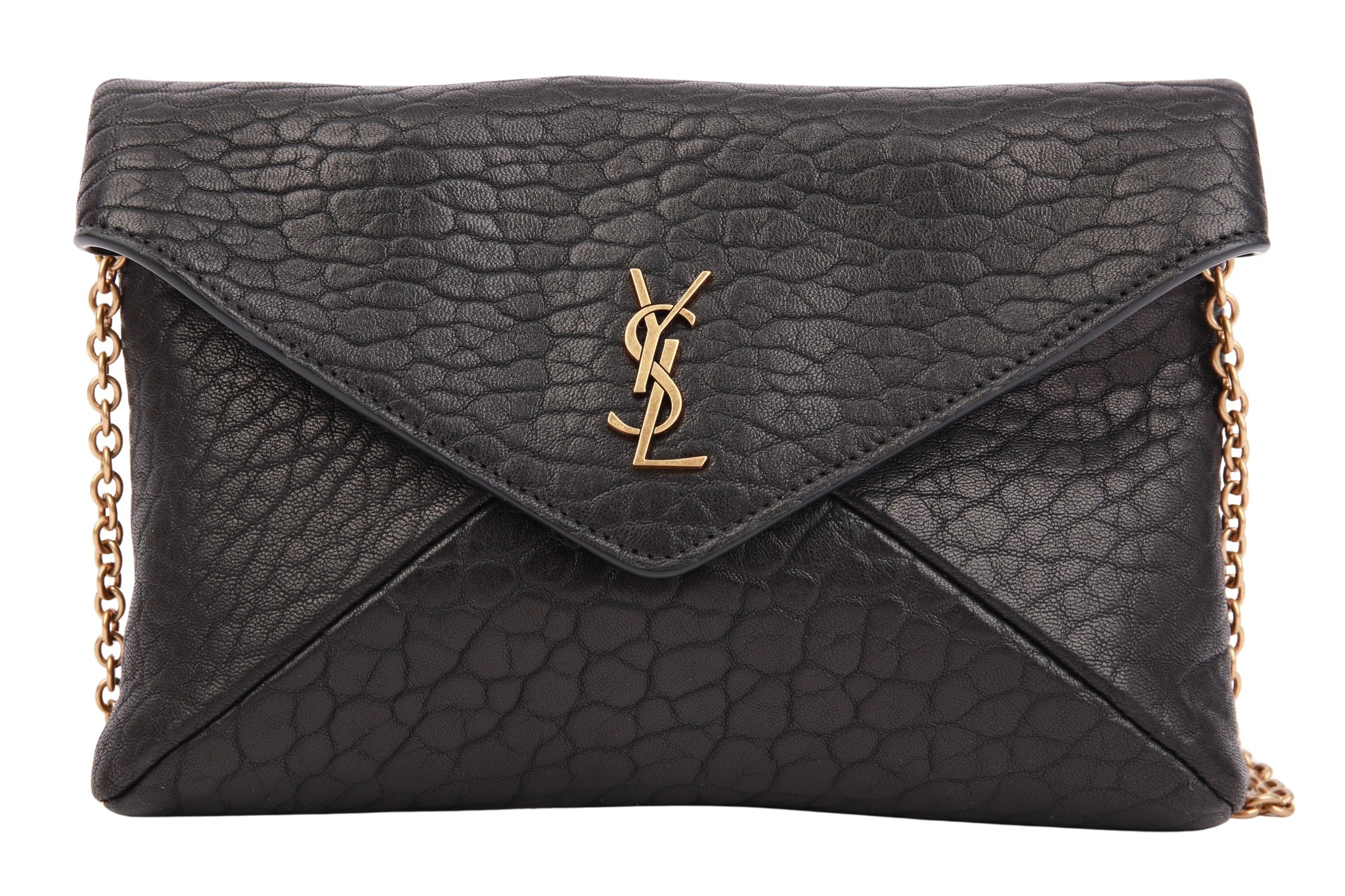 Saint Laurent Kleine Cassandre Ketten-Pochette Leder Schwarz