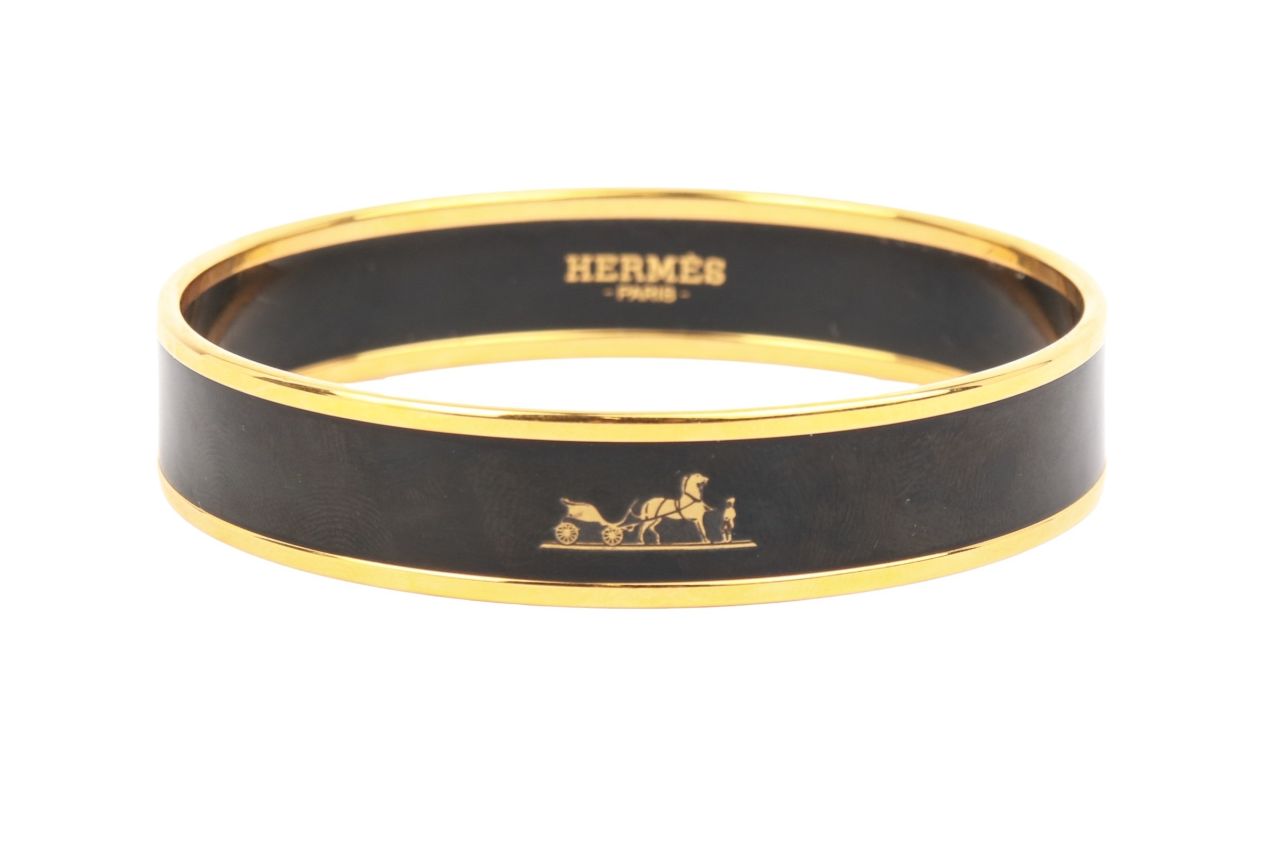 Hermès Armreif Caleche Schwarz / Gold
