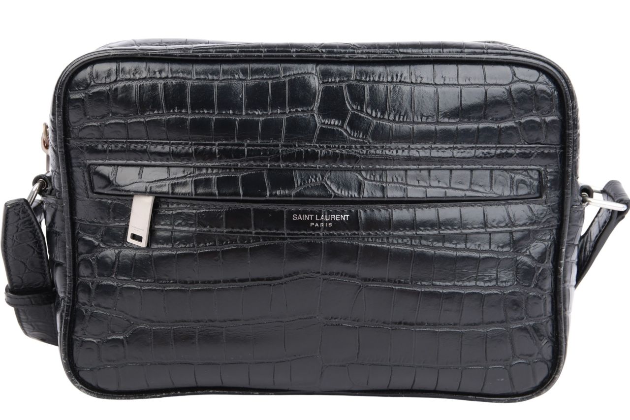 Saint Laurent Camera Bag Schwarz Kroko Optik
