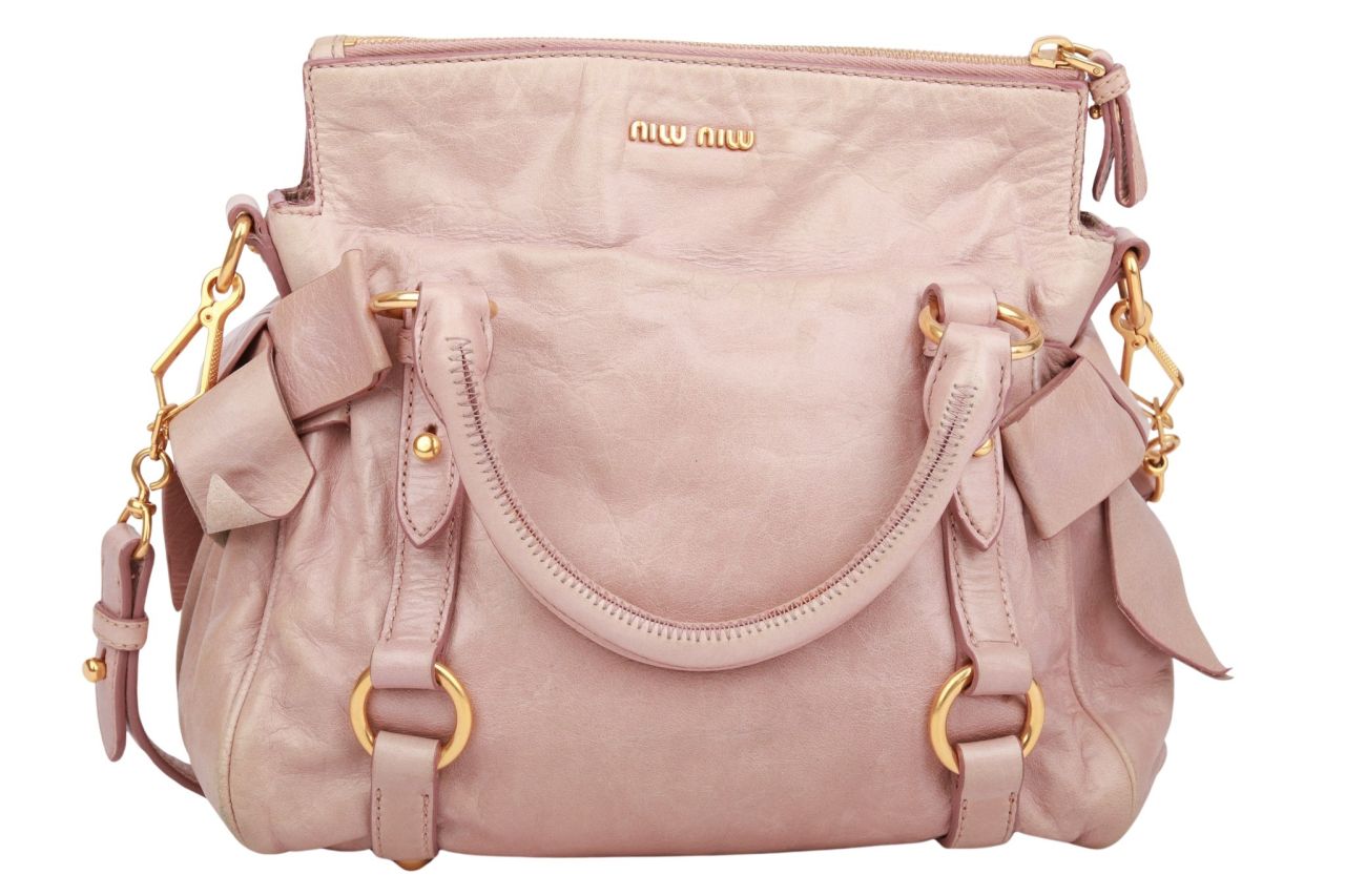 Miu Miu Vitello Lux Bow Bag Rosé