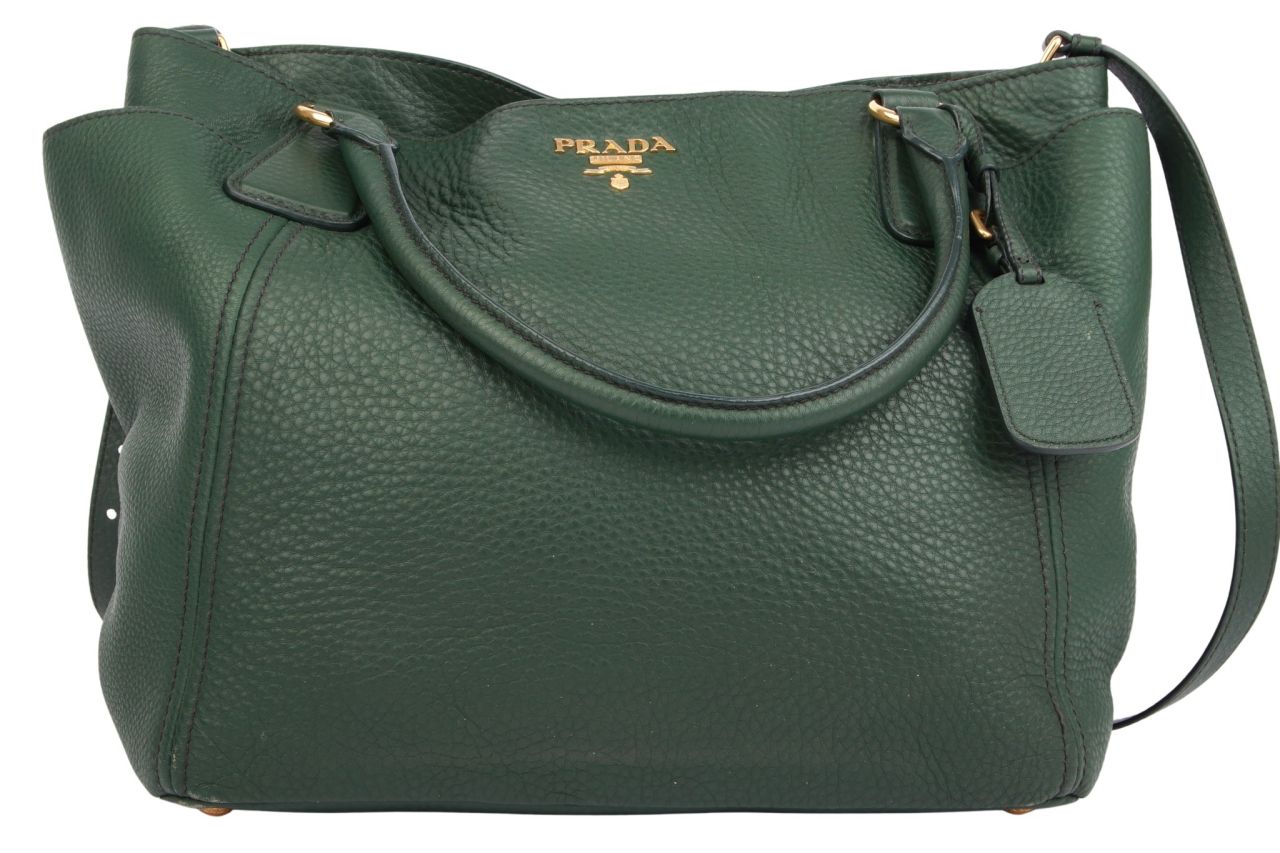 Prada Vitello Daino Shopper Grün
