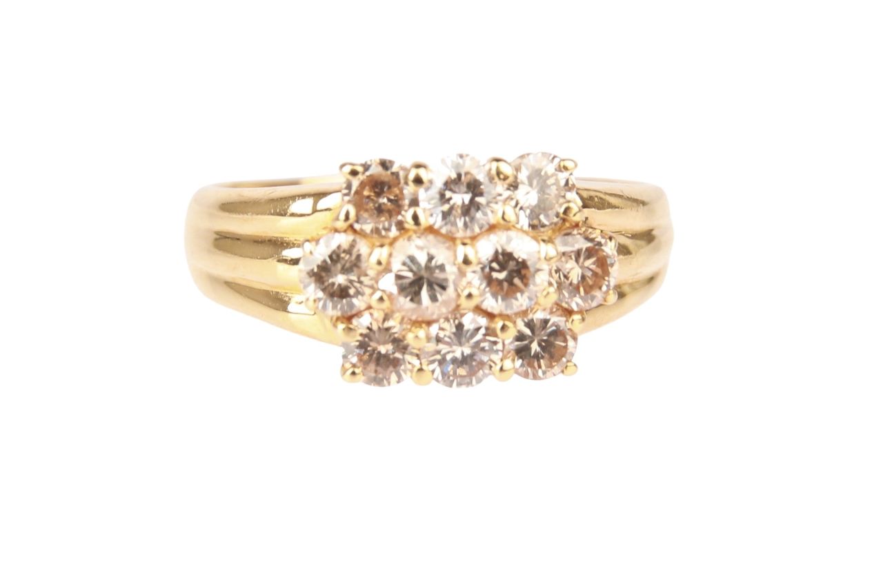 Vintage 18k Gelbgold Ring mit Diamanten Gr. 50