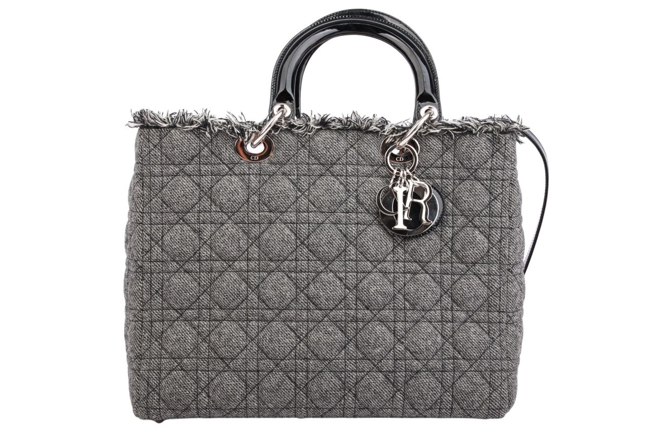 Dior Lady Dior Large Denim Schwarz / Grau