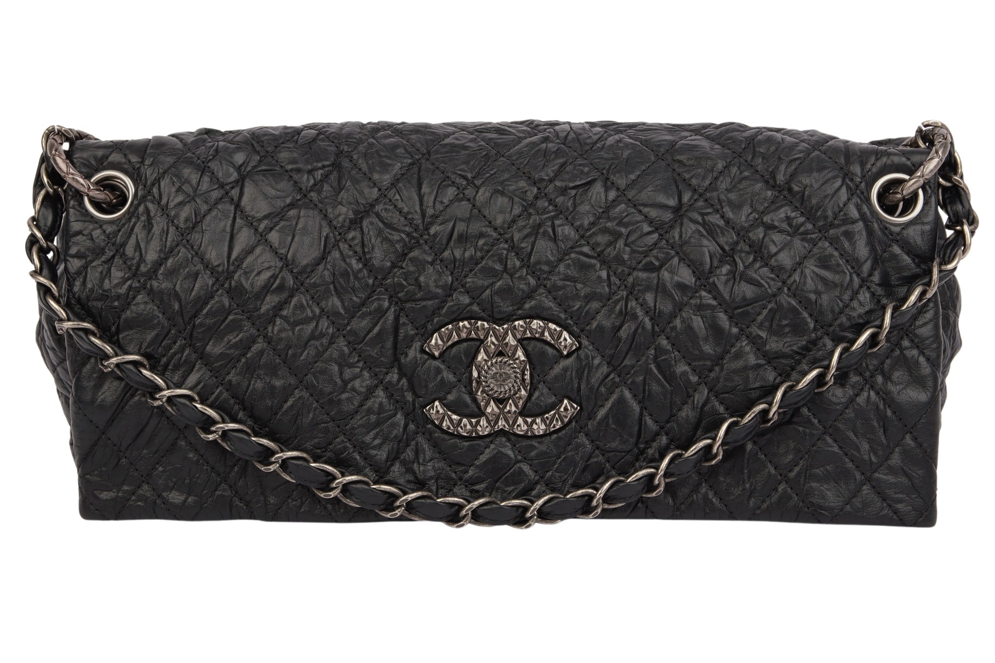 Chanel Fold-Over Flap Bag Schultertasche Schwarz