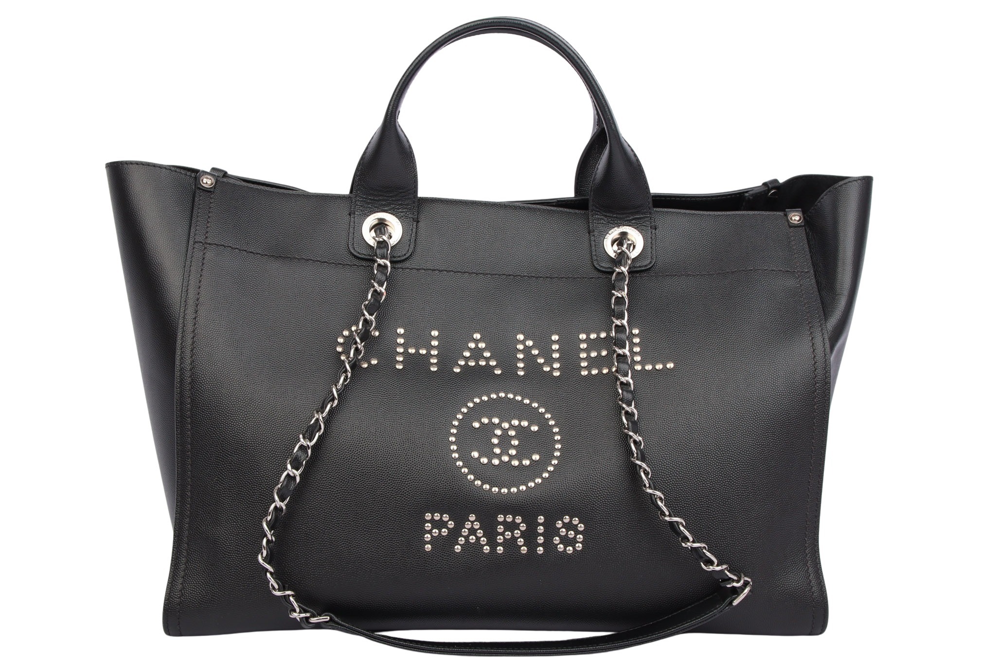 Chanel Deauville Shopper Nieten Schwarz