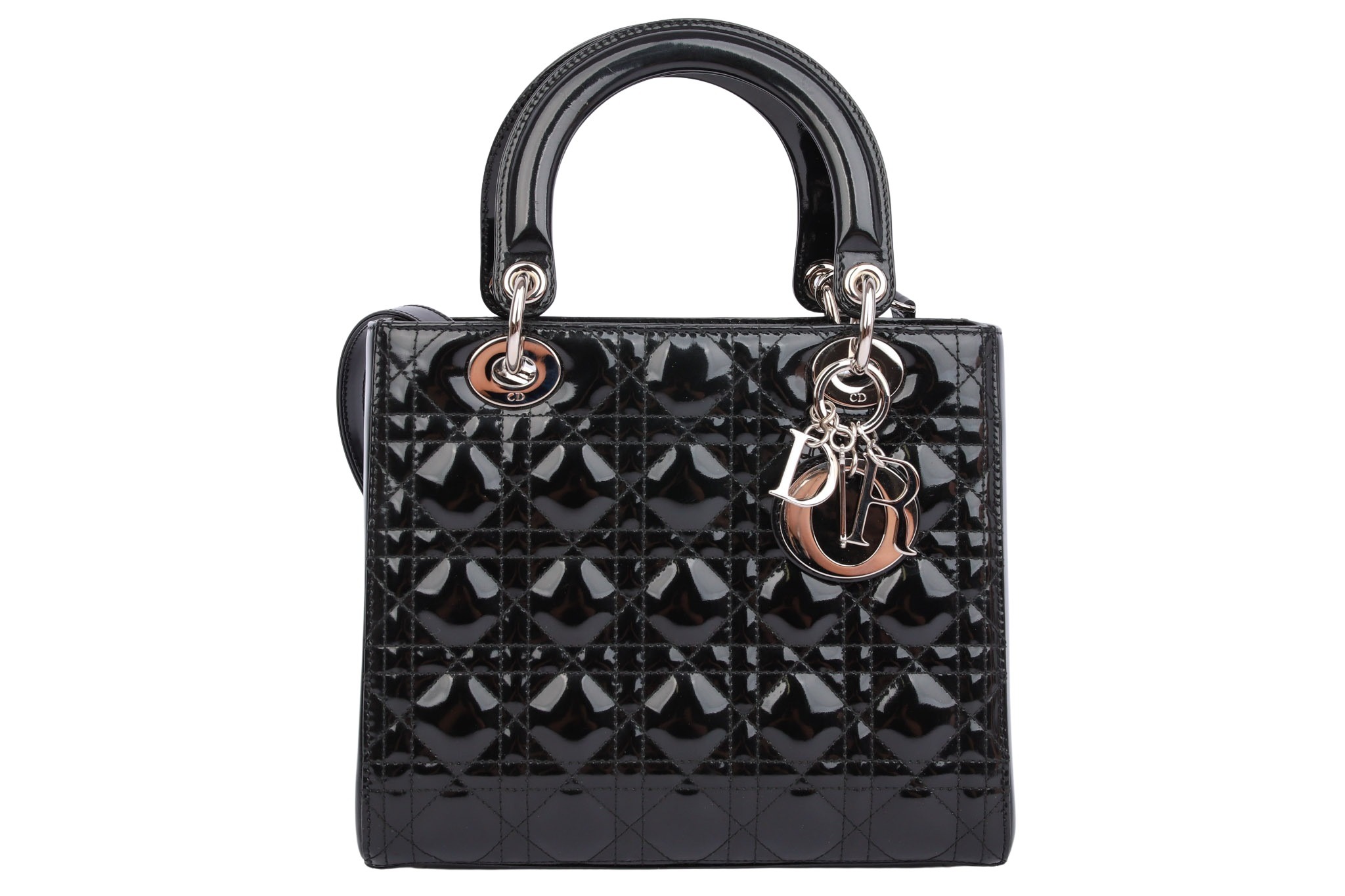 Dior Lady Dior Medium Lackleder Schwarz
