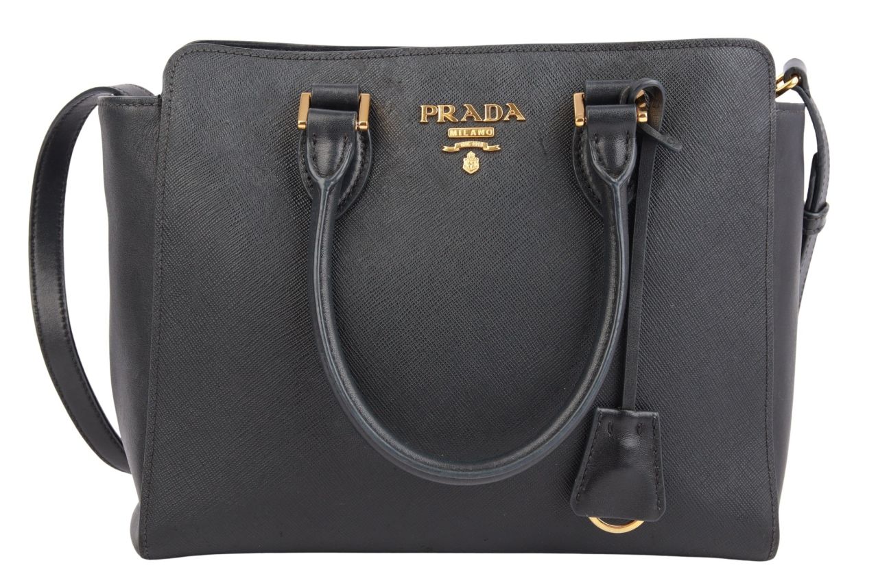 Prada Shopper Saffiano Leder Schwarz