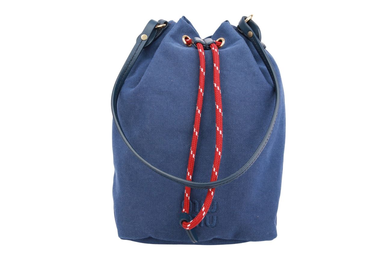 Miu Miu Bucket Bag Canvas Blau Mini
