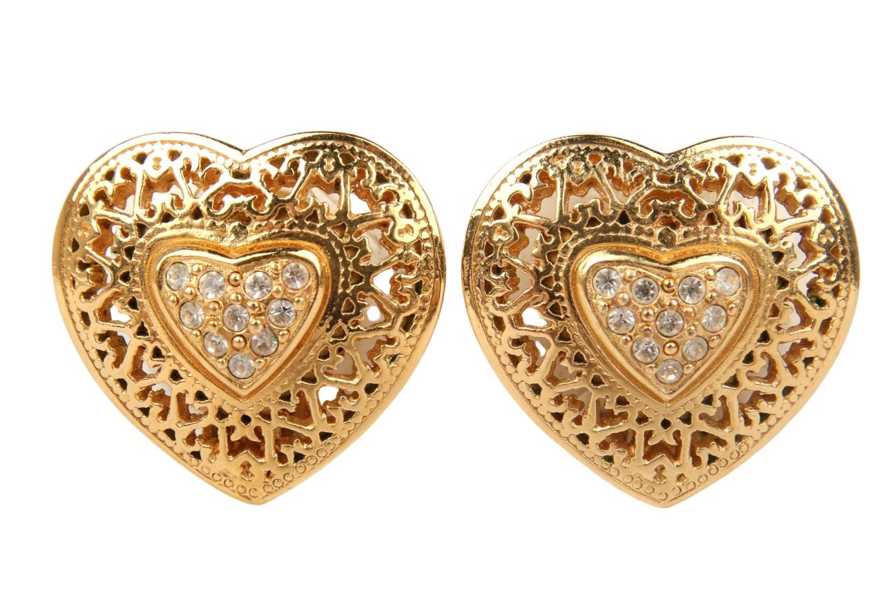 Dior Vintage Herz Ohrclips Gold