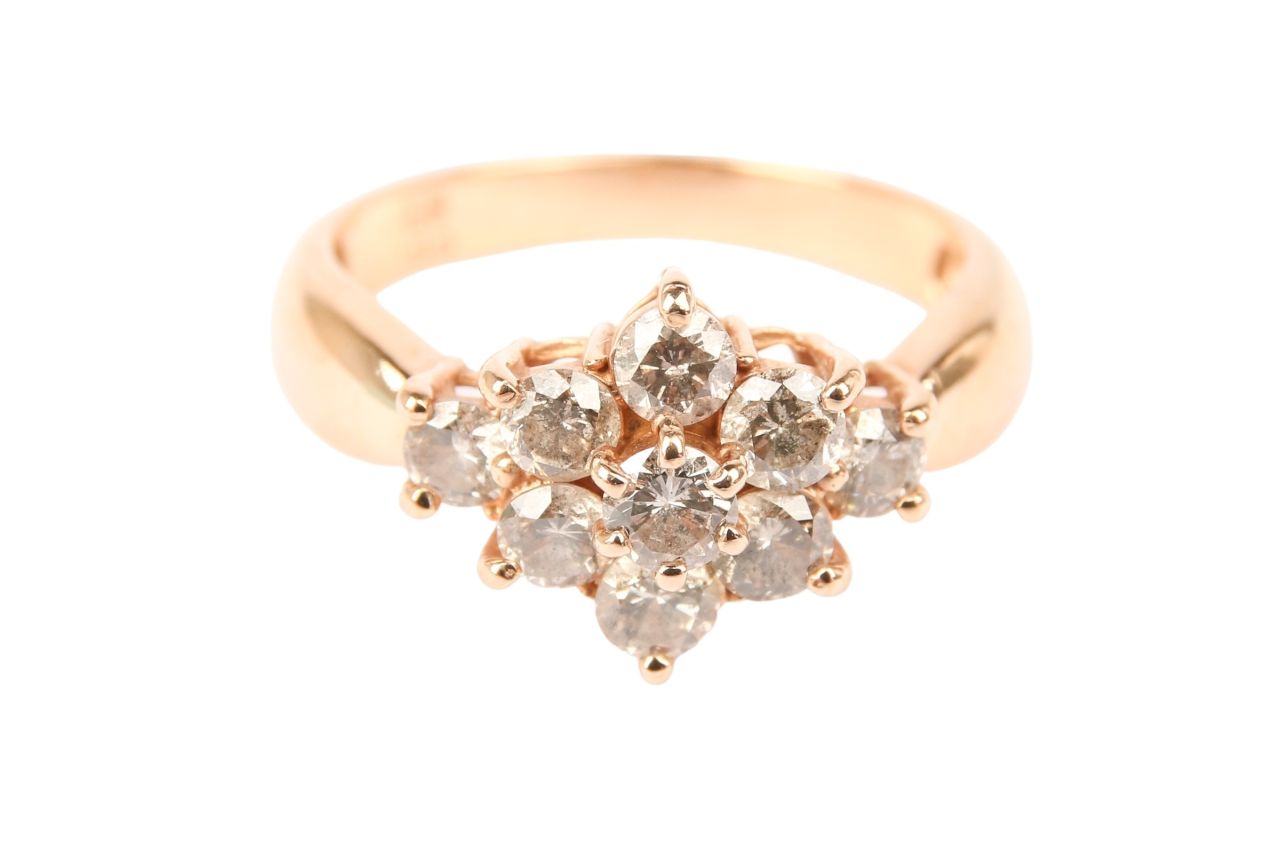 Vintage 18ct. 750er Roségold Ring mit Diamanten Gr. 52