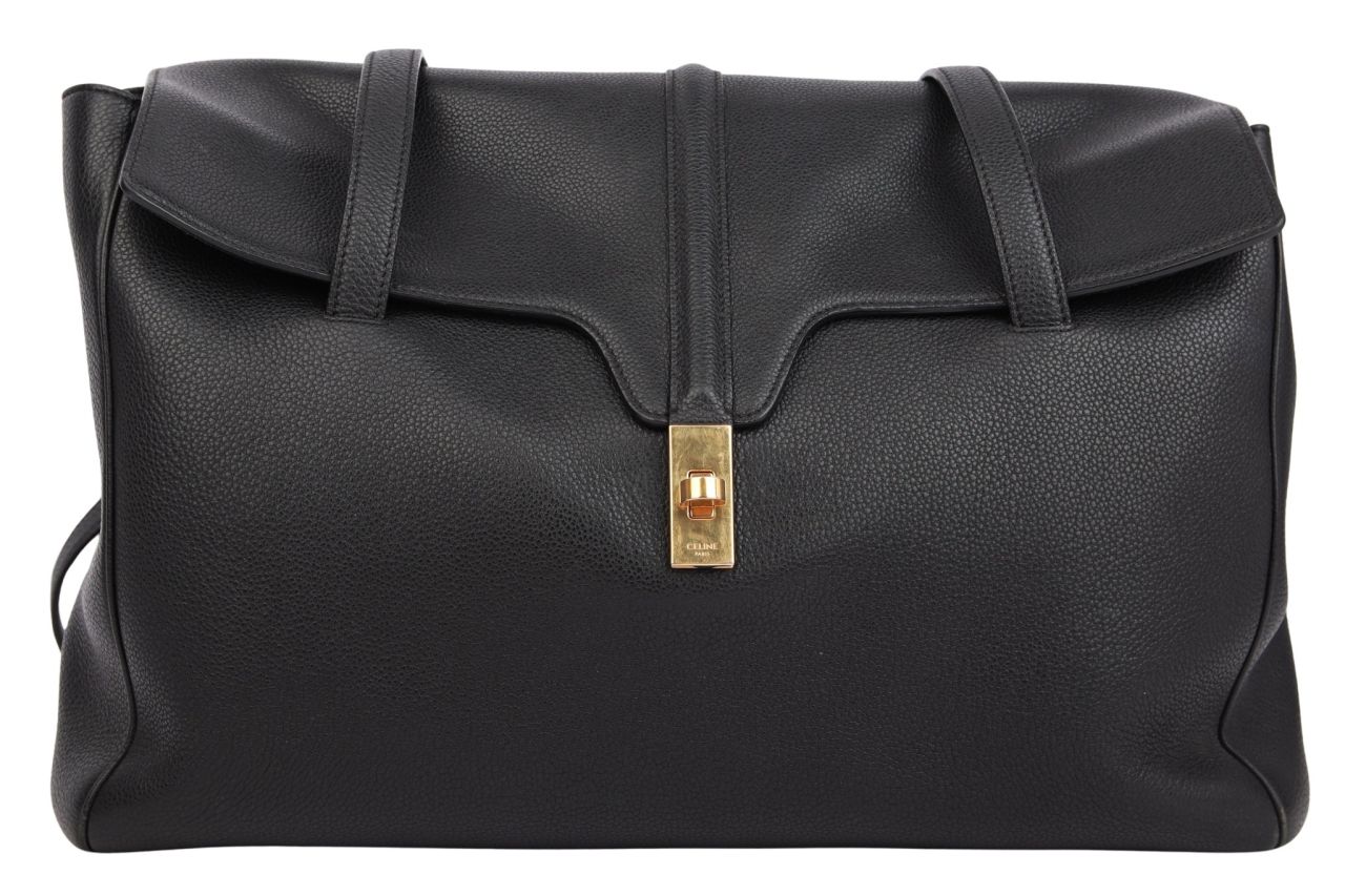 Céline Large Soft 16 Leder Schultertasche Schwarz
