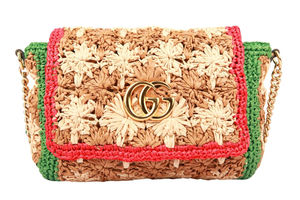 Gucci GG Marmont Stroh Handtasche Beige