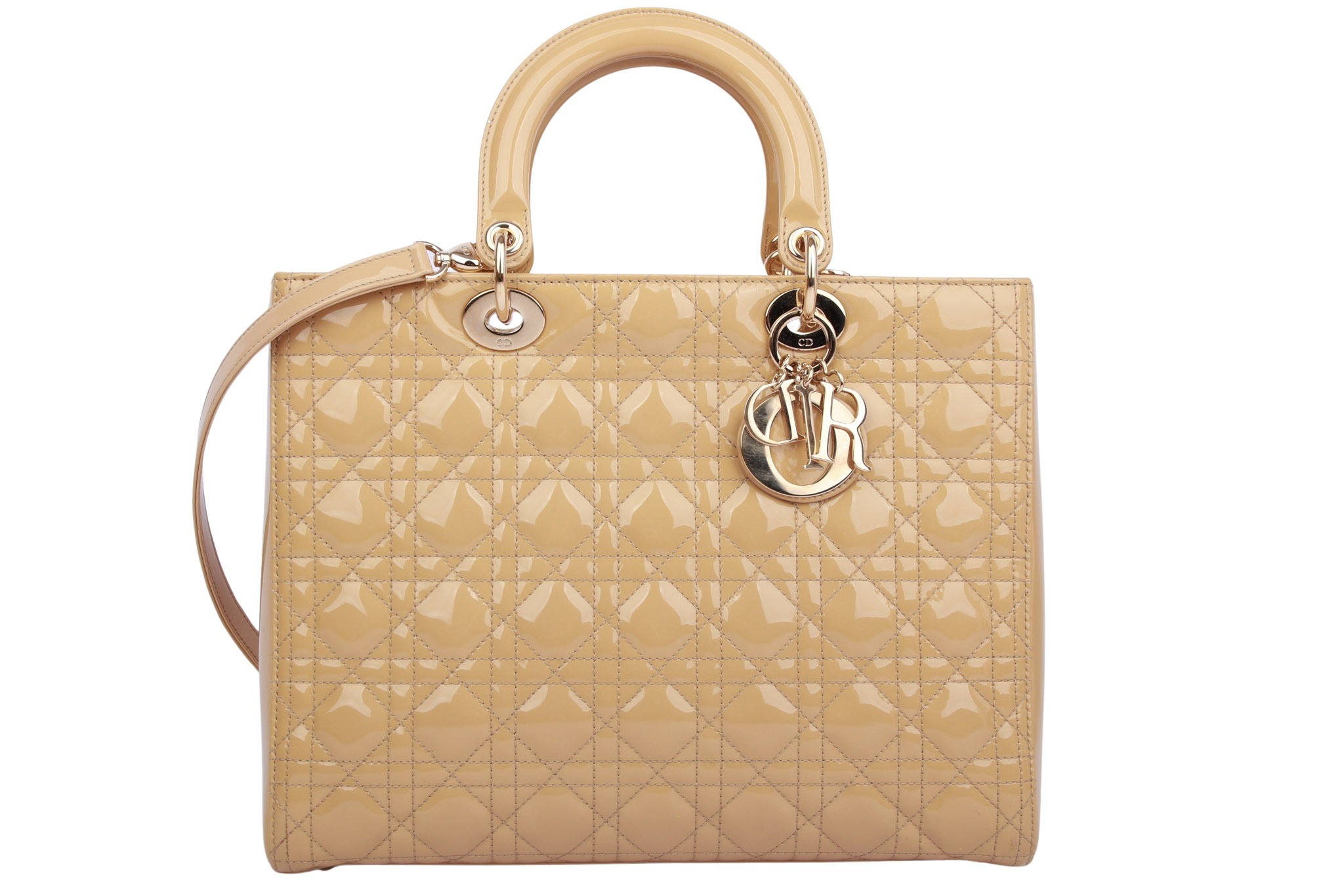 Dior Lady Dior Large Lackleder Beige