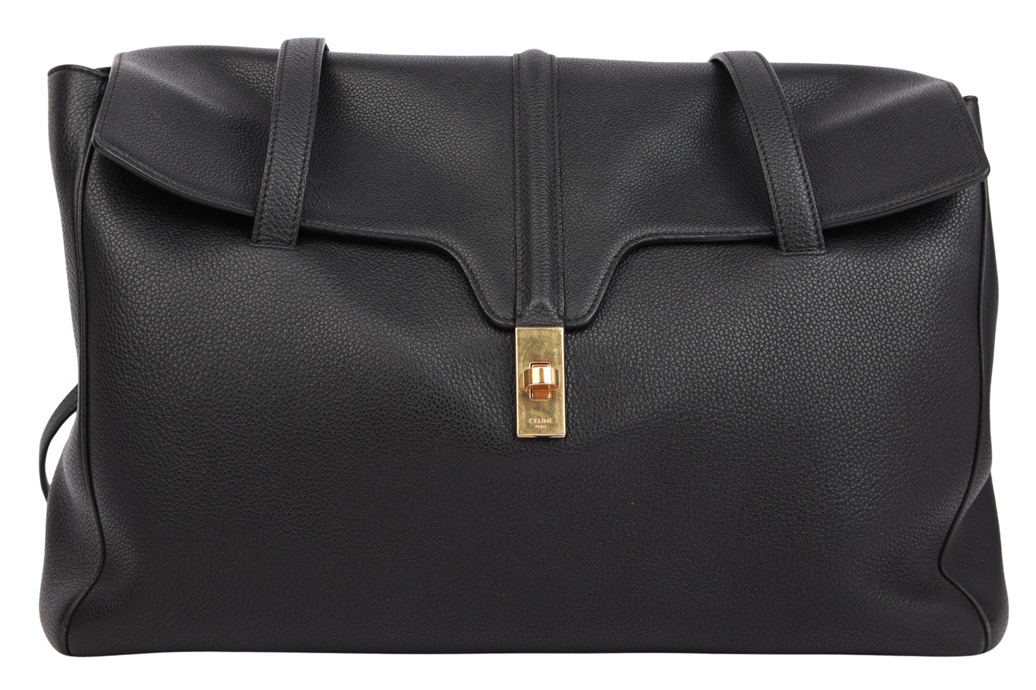 Céline Large Soft 16 Leder Schultertasche Schwarz