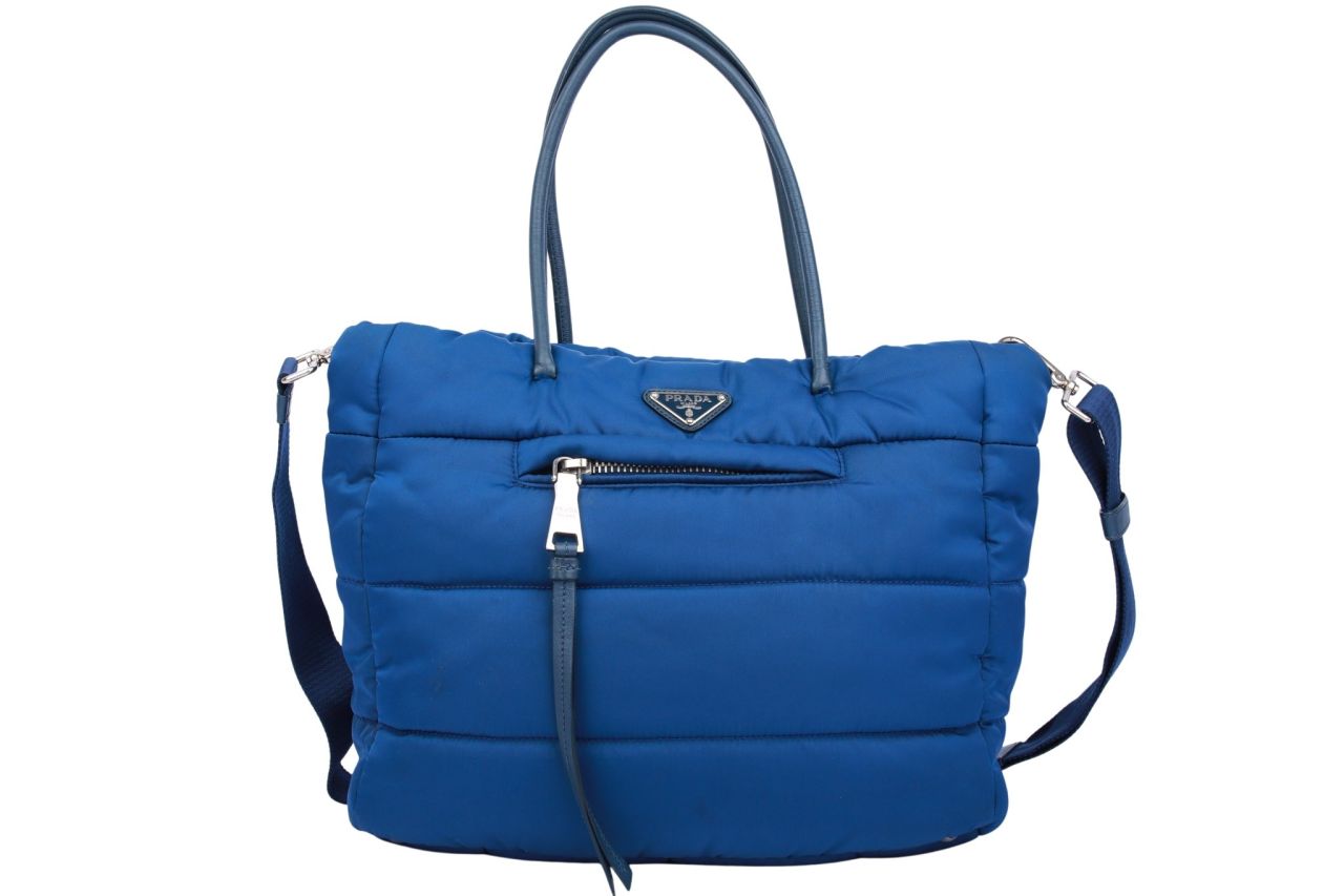 Prada Tessuto Bomber Bag Blau