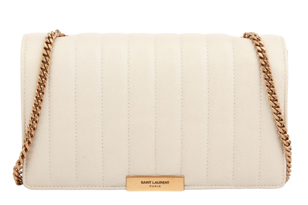 Saint Laurent Wallet on Chain Beige