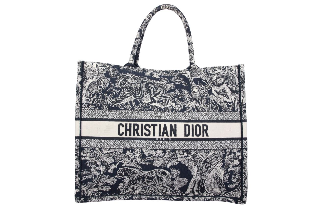 Dior Book Tote Bag Blau / Creme